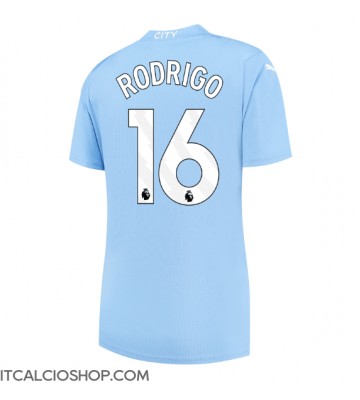 Manchester City Rodri Hernandez #16 Prima Maglia Femmina 2023-24 Manica Corta